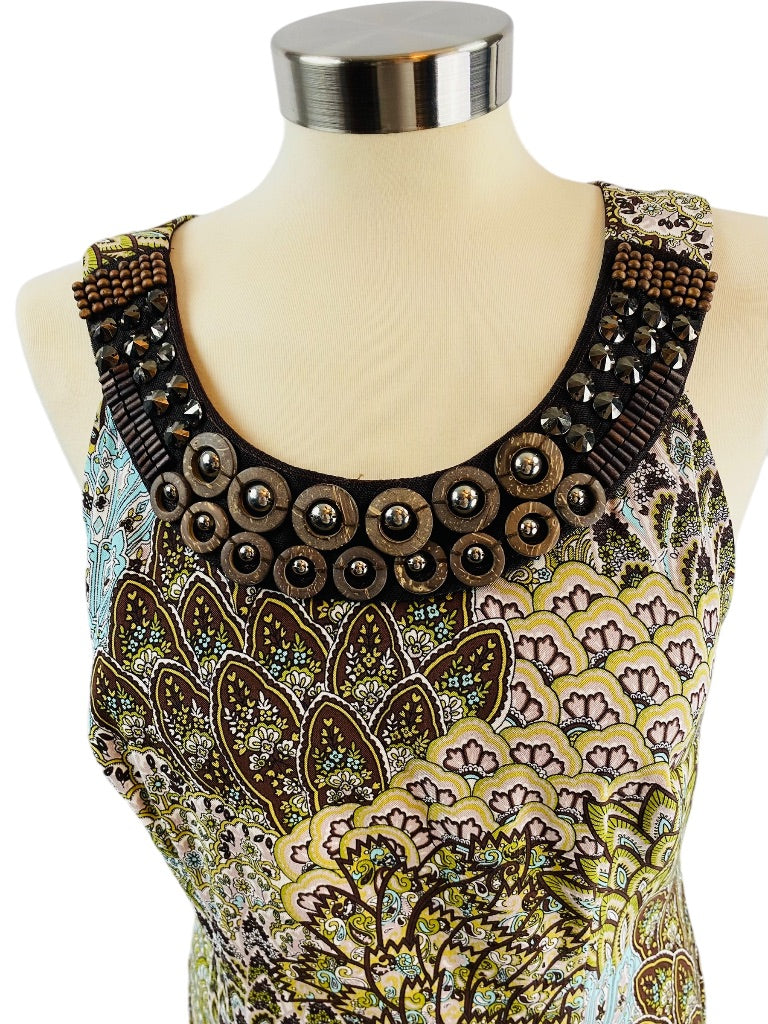 Size 10 Connected Apparel Women's Scoop Embellished Neckline Sheath Dress