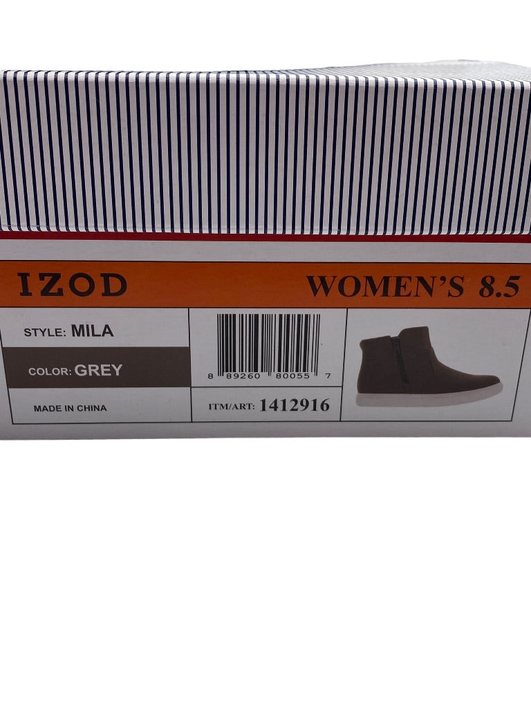 Size 8.5 Izod Women's New Mila Zip Sneaker Boot Gray Faux Suede Memory Foam