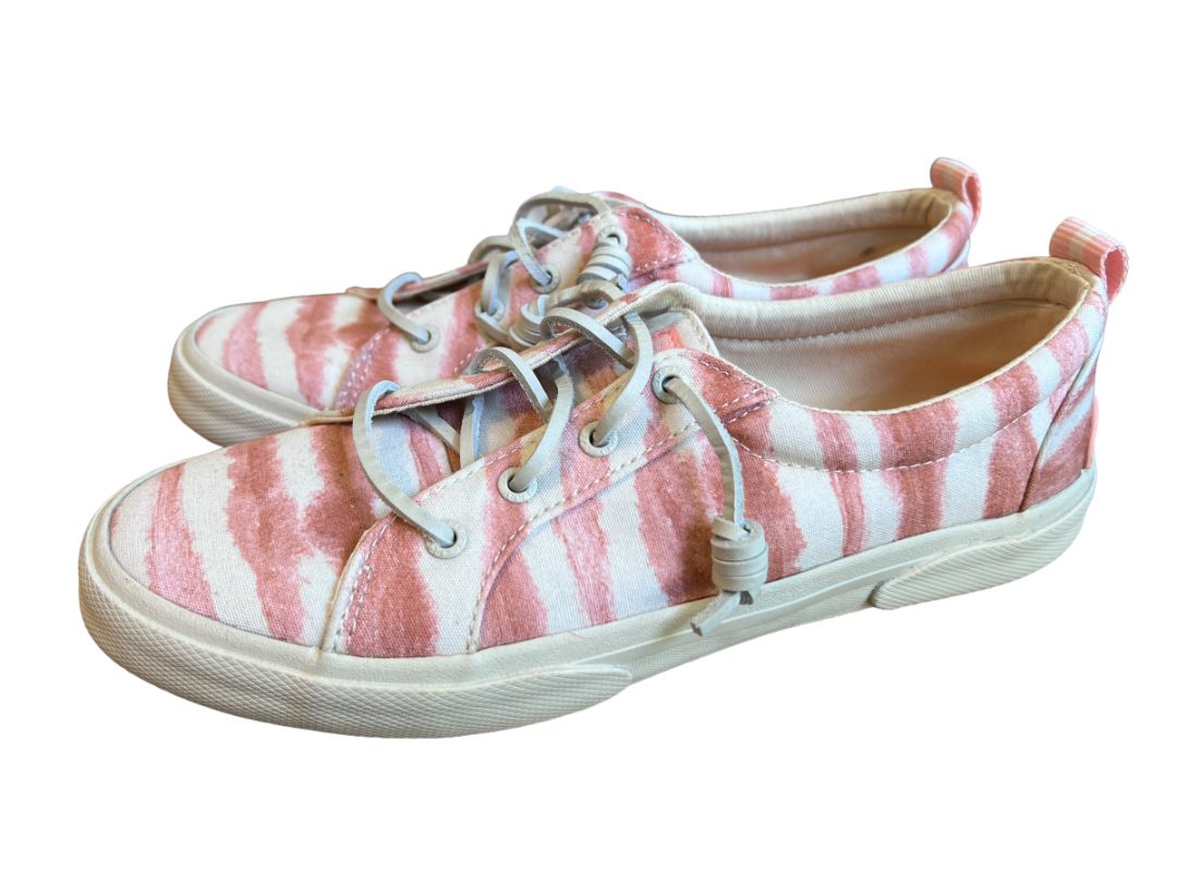 8.5 NWOB Sperry Lounge Away 2 Tye Dye Sneakers Peach Orange White STS87260