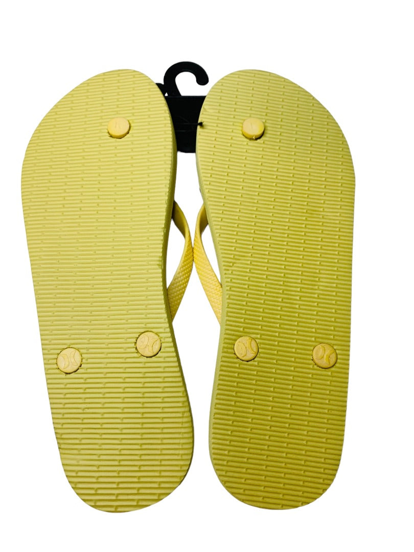 9M Hurley Womens New Animal Flip Flops Yellow Pink Cheetah Sunrise