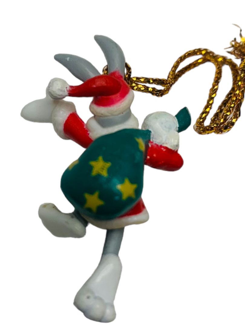 Vintage 1995 Looney Tunes Miniature 1.5" Bugs Bunny Santa Christmas Holiday Warner Bros Ornament