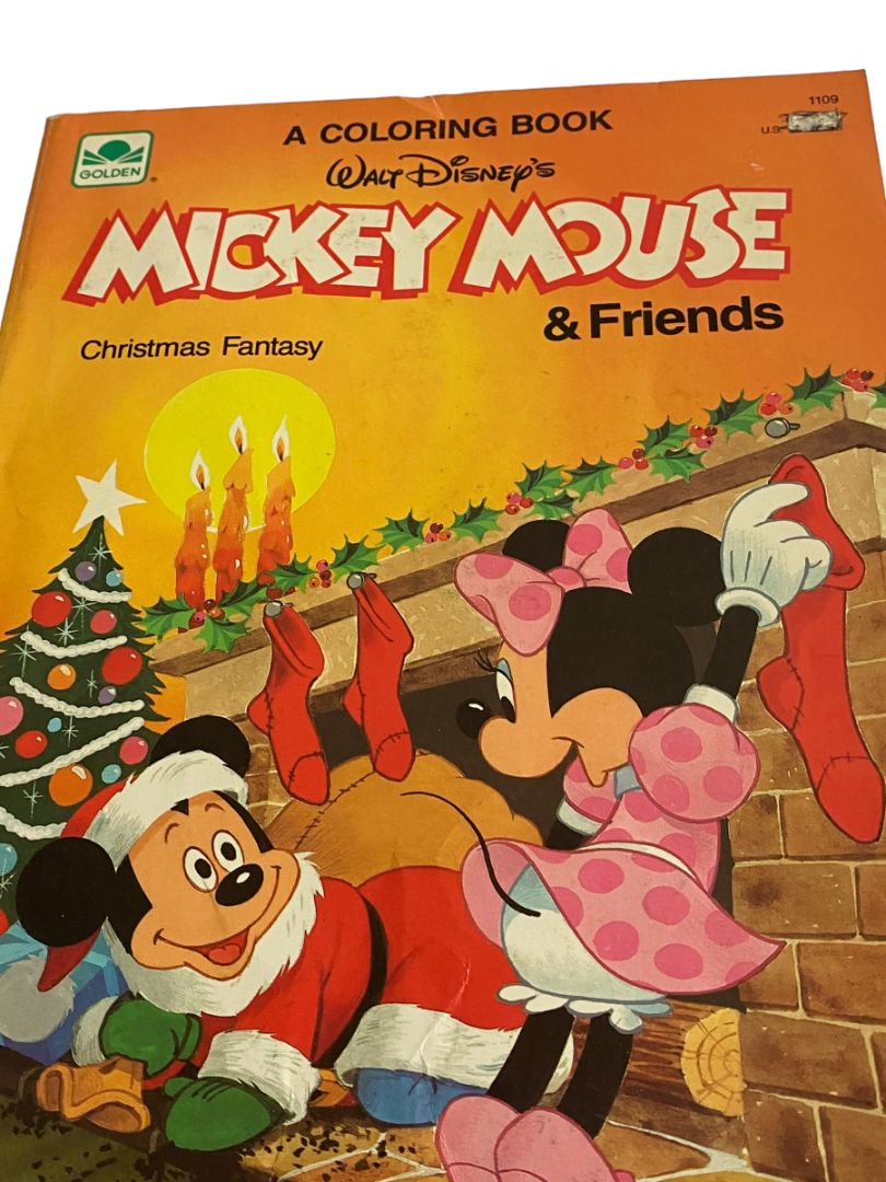 Vintage Mickey Mouse Christmas Fantasy Coloring Book Golden Holiday '87