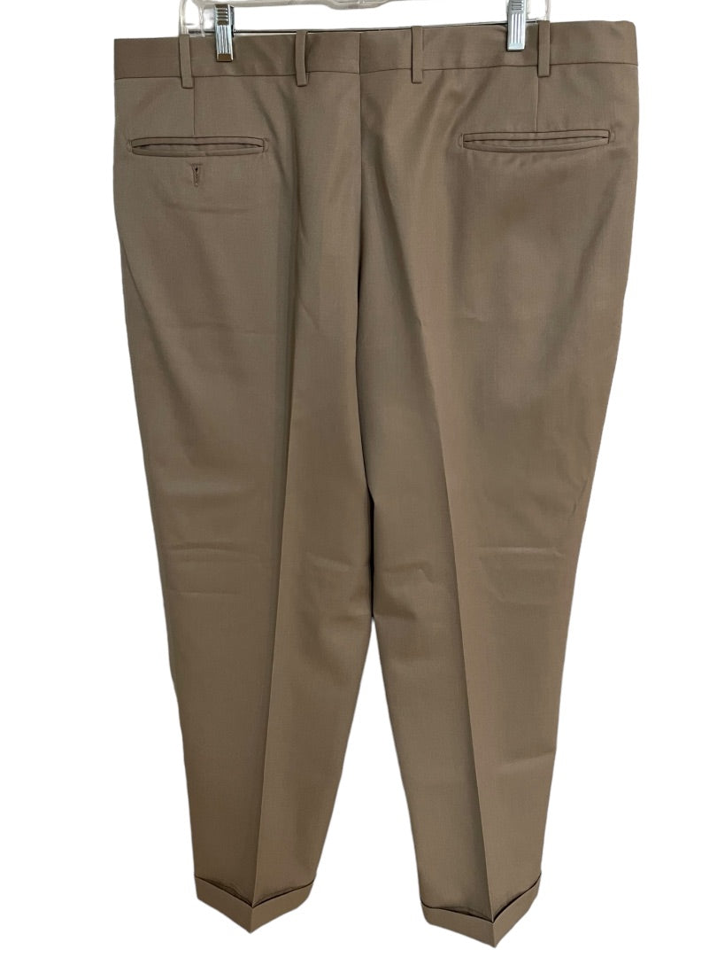 Size 40R JB Britches Nordsrom Mens Cuffed Pleated Winston Dress Pants Worsted Wool Tan Italy