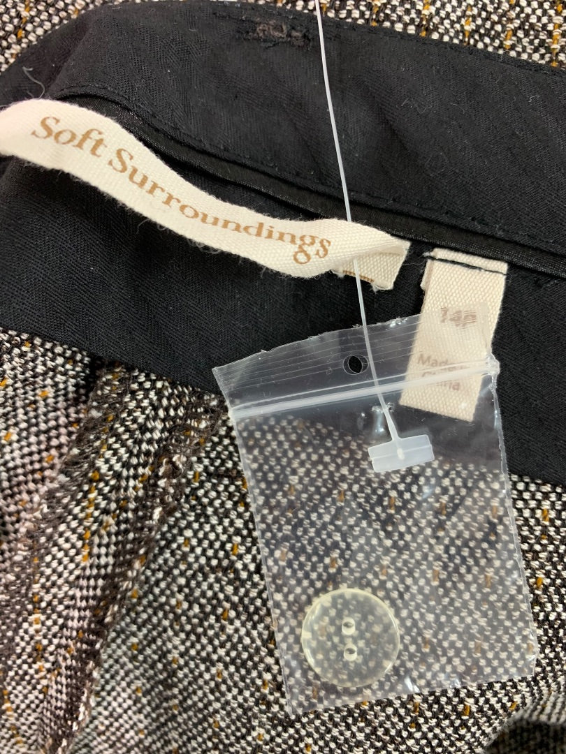 14P Soft Surroundings Womens Petite Brown Tweed Dress Pants