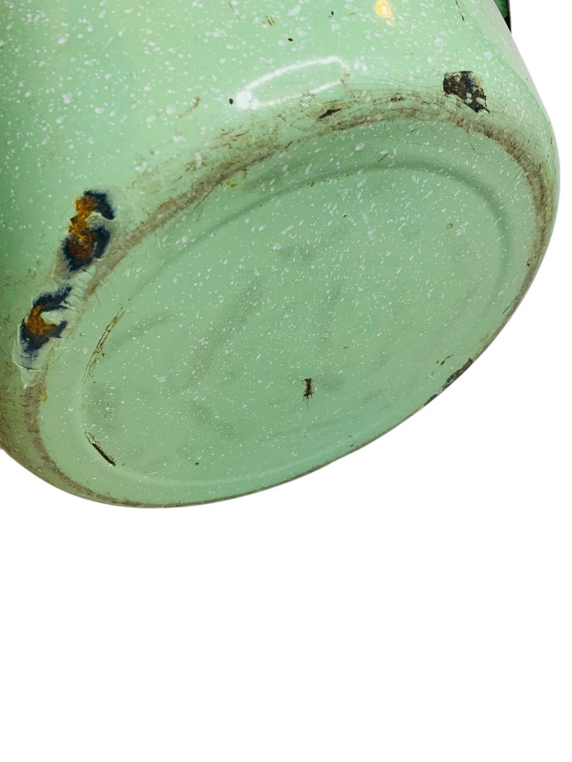 Large Green Graniteware Tub Handled Round 16 Inch Diameter