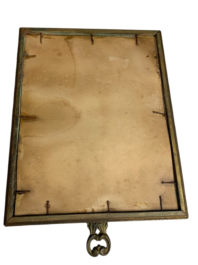 Vintage Victorian Wooden Box Mirror Framed Picture Lid