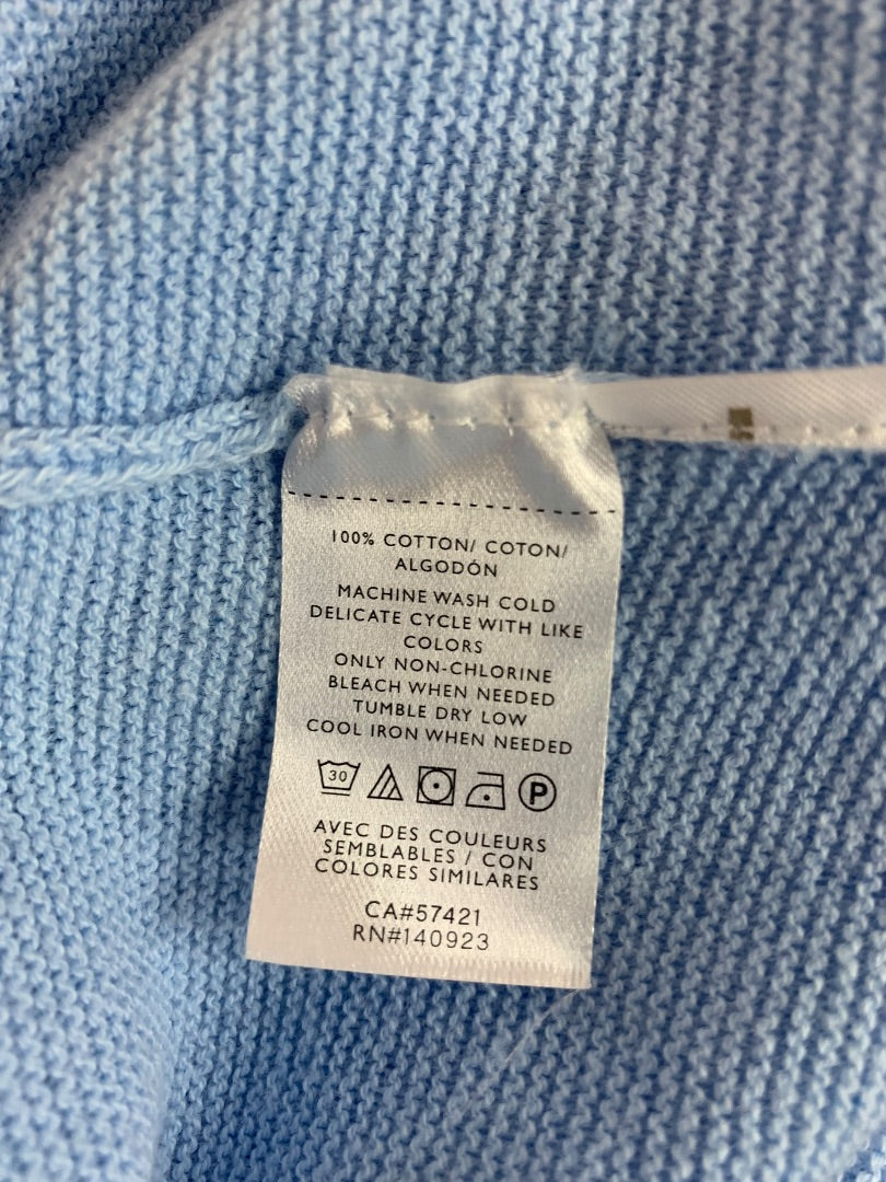 Medium LOFT Womens Powder Blue Lightweight V-Neck Sweater