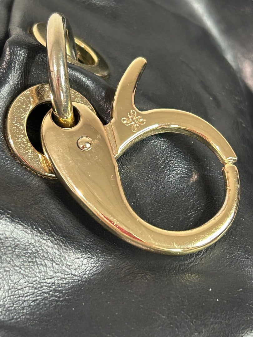 Simply Vera Black Vegan Leather Handbag Hobo Style Goldtone Hardware