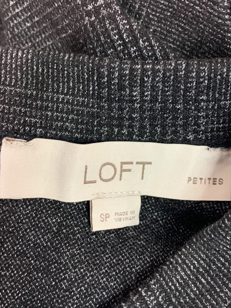 Small Petite Loft Gray Plaid Heavy Knit Long Sleeve Dress Button Back