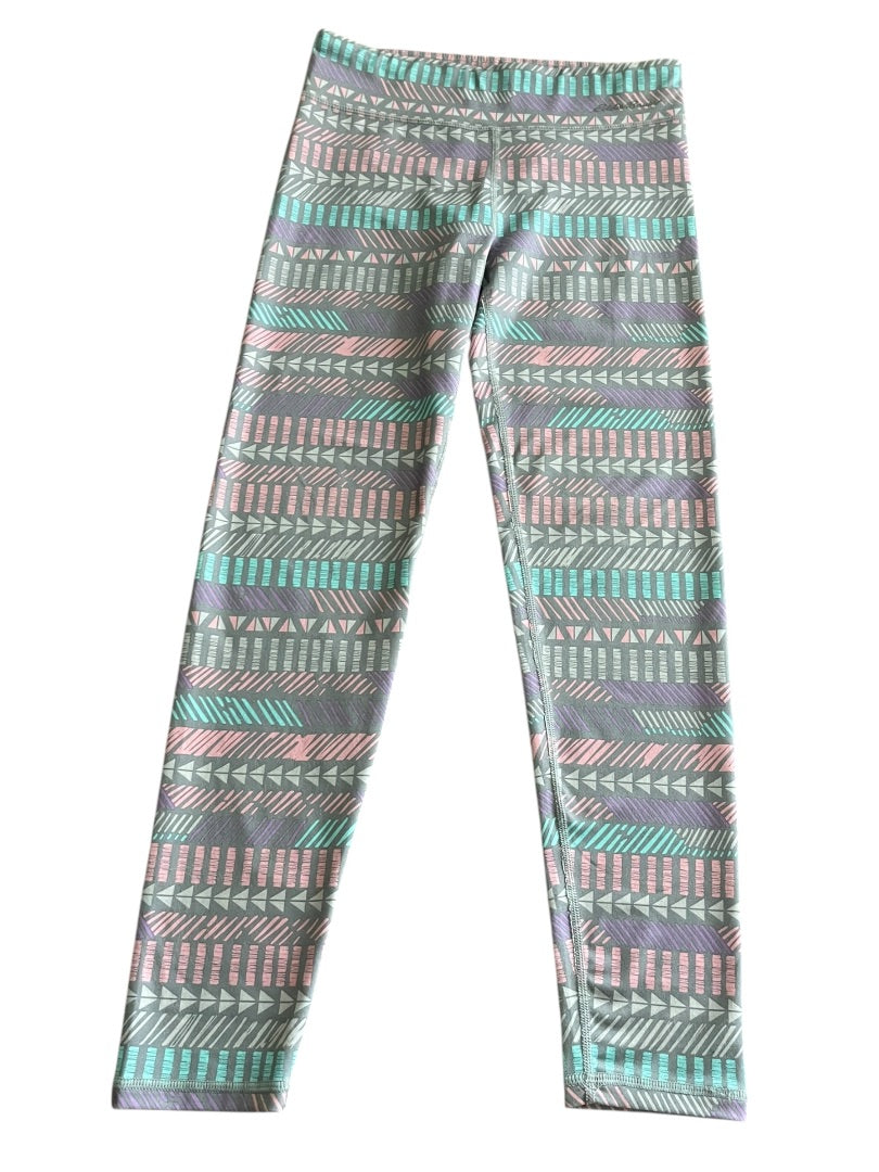 Large 14/16 Eddie Bauer Patterned Girls Stretch Pants Gray Blue Pink