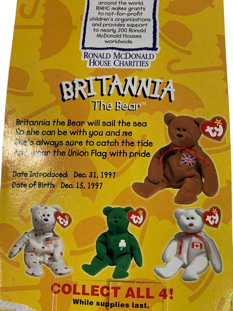 1999 McDonalds Brittania The Bear Ty Beanie 5.5" with Package
