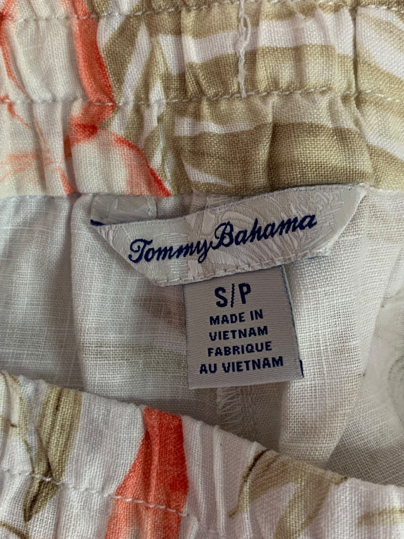 Small Tommy Bahama Womens Tropical Print Linen Pants Pull On