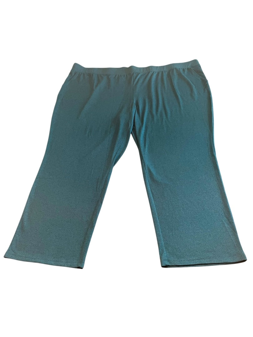 5X Sport Savvy Elastic Waist Loose Fit Knit Pants Pockets Teal