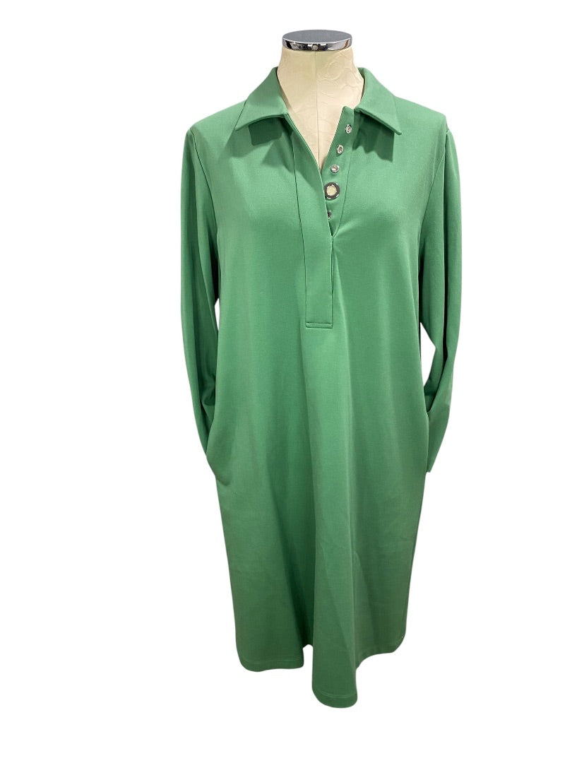 Large Lafayette 148 New Jade Ponte Knit Collared Dress Pockets