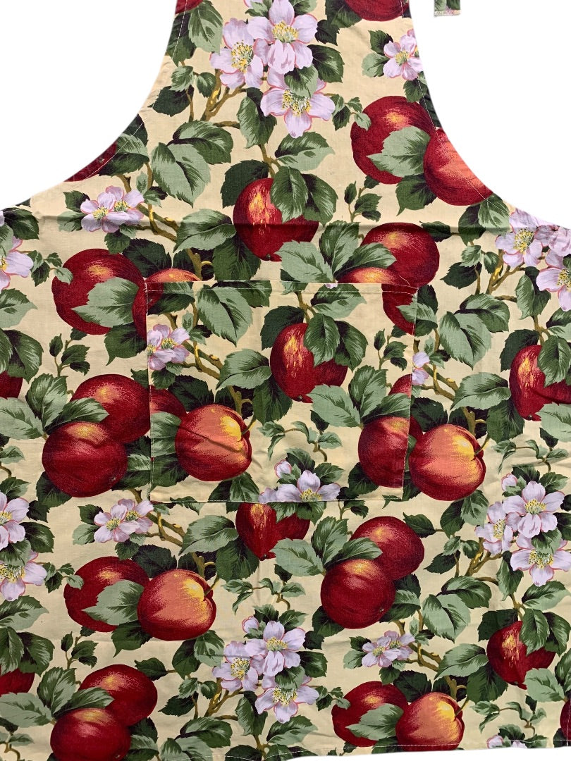 Vintage Bib Apron Handmade Pocket Apple Pattern