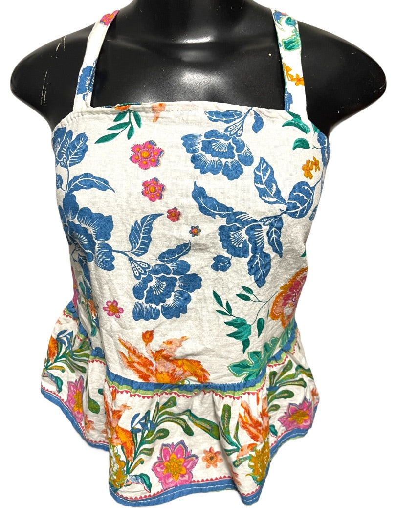 XS Rachel Zoe Womens Linen Blend Peplum Sleeveless Shirt Side Zip