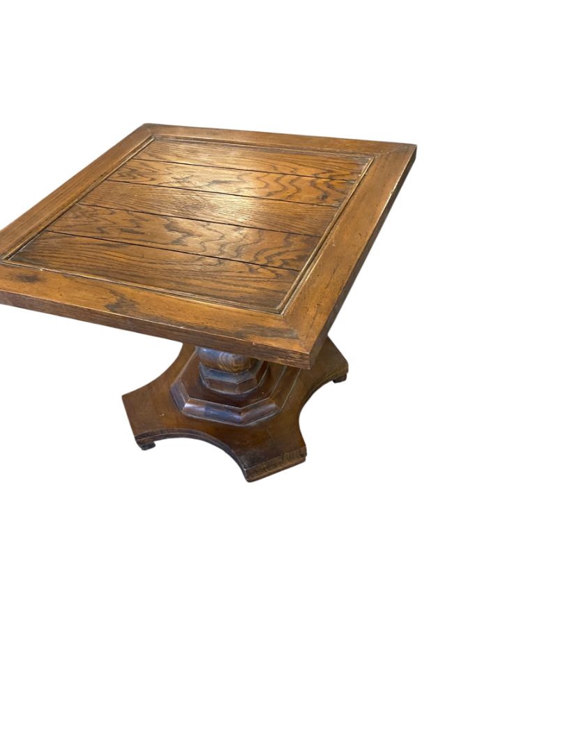 Set of 2 Wood Pedestal Side Table End Table 19" Square x 15"h