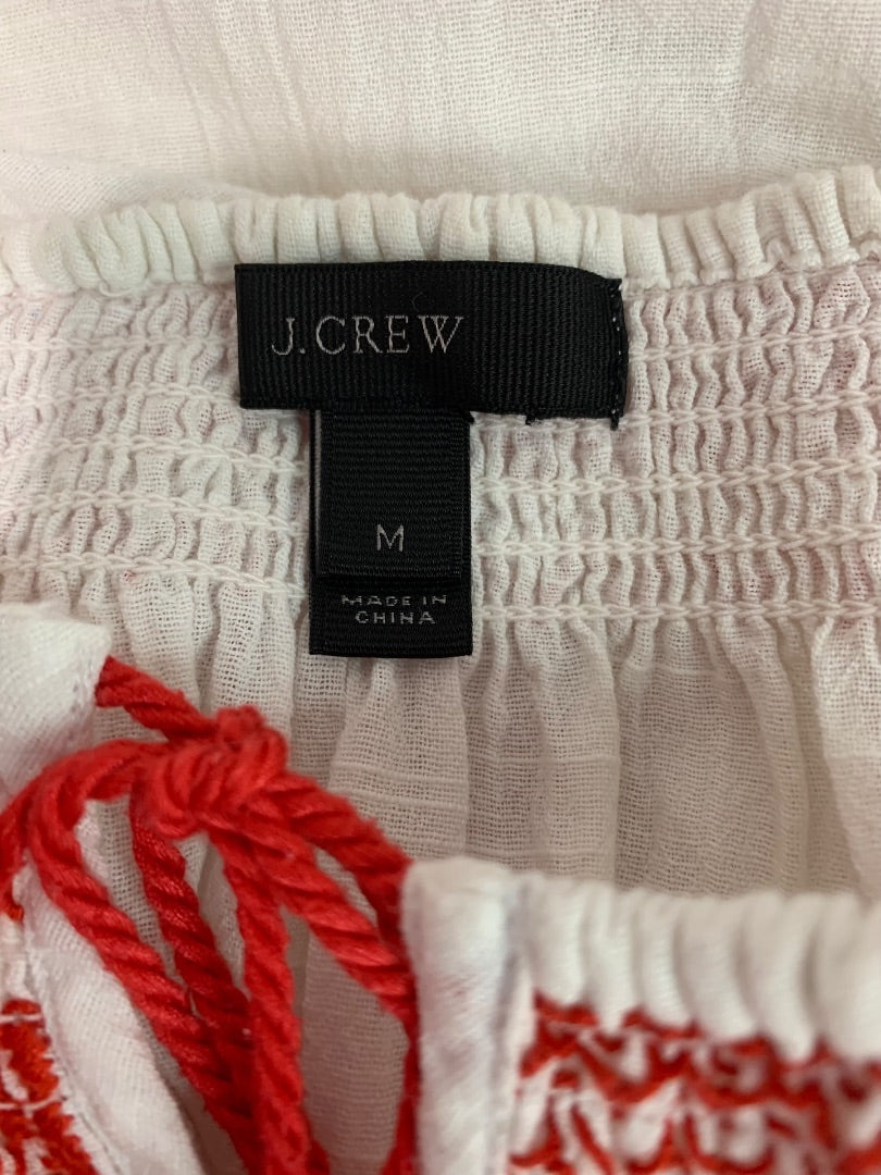 Medium J.Crew Womens Embroidered Beach Romper Cotton Sheer G6587