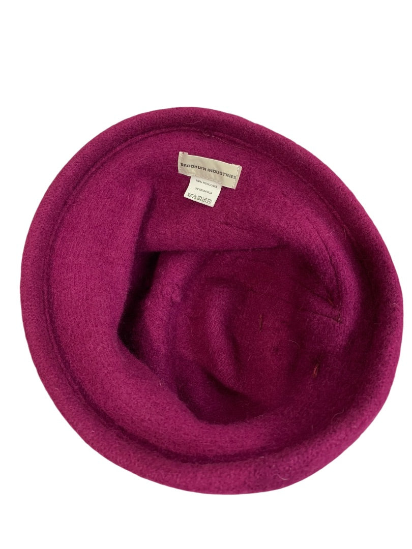 One Size Brooklyn Industries Fuchsia Wool Cloche Hat Rosette Retro