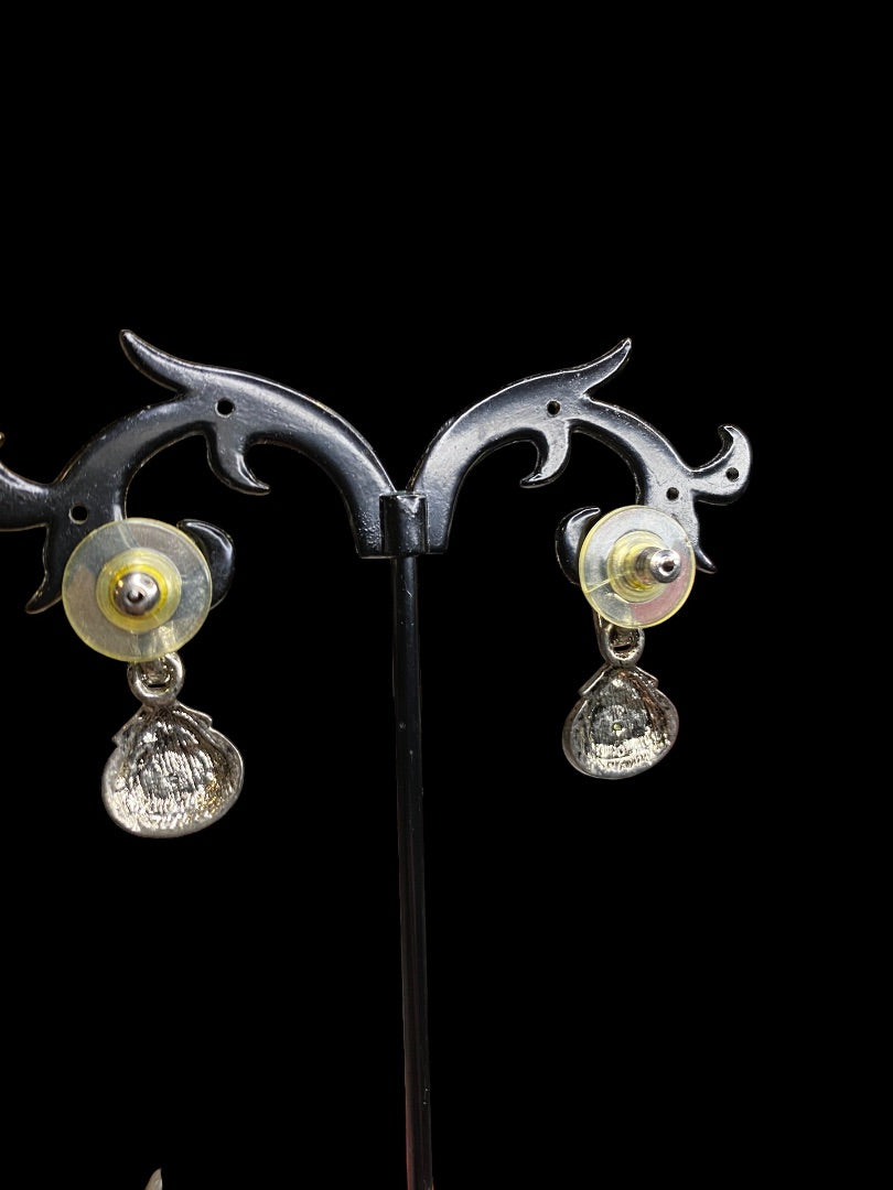 Vintage Pierced Earrings Rhinestone Silvertone 1" Drop Post