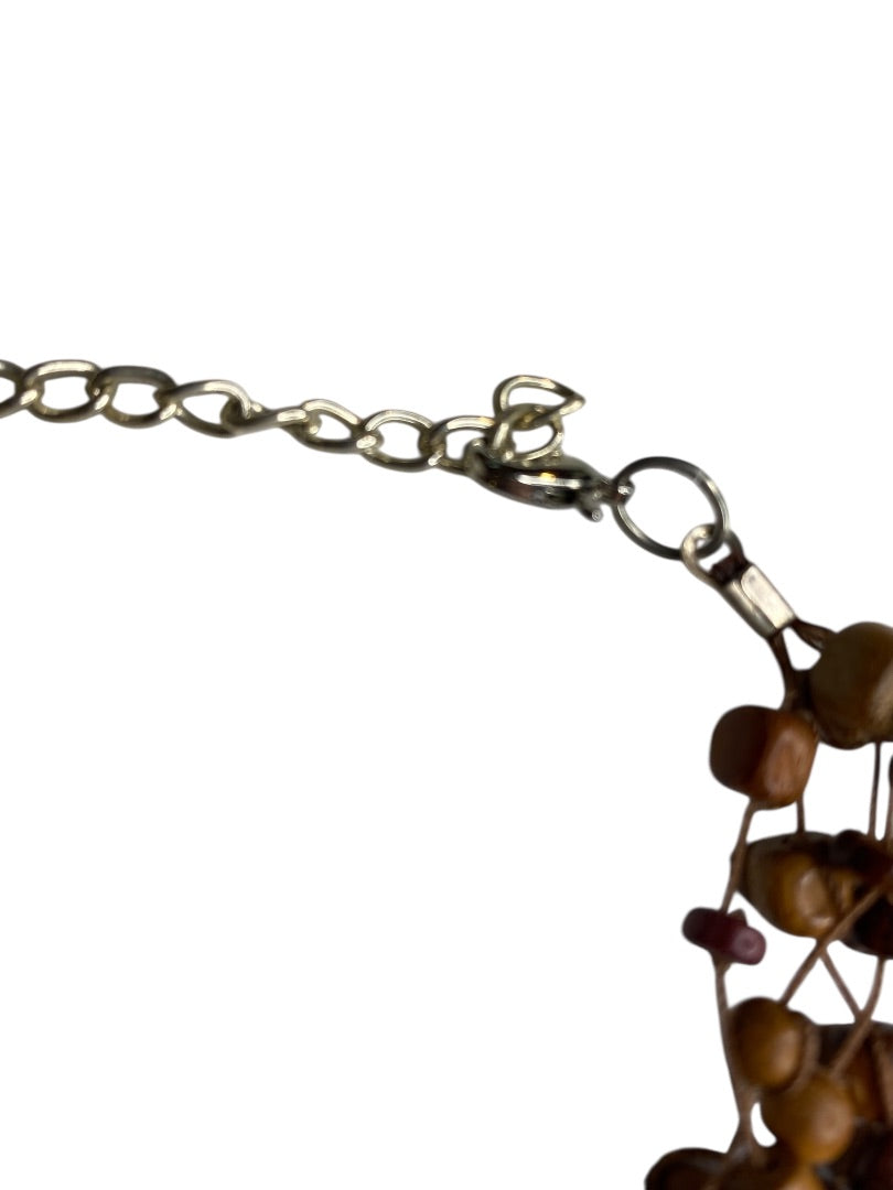 Wooden Beaded String Multistrand Bracelet 8-9" Lobster Clasp