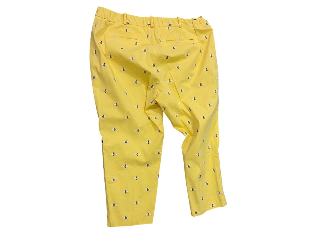 Size 18W Talbots Woman Curvy Yellow Embroidered Bumblebee Chino Pants