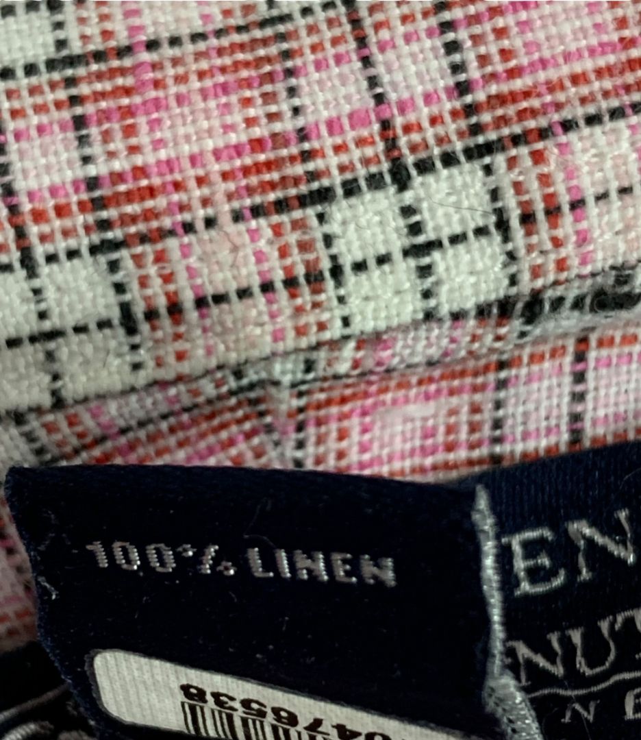 16.5 - 34 Lands End Baird McNutt Mens Irish Linen Button Down Shirt Pink Plaid