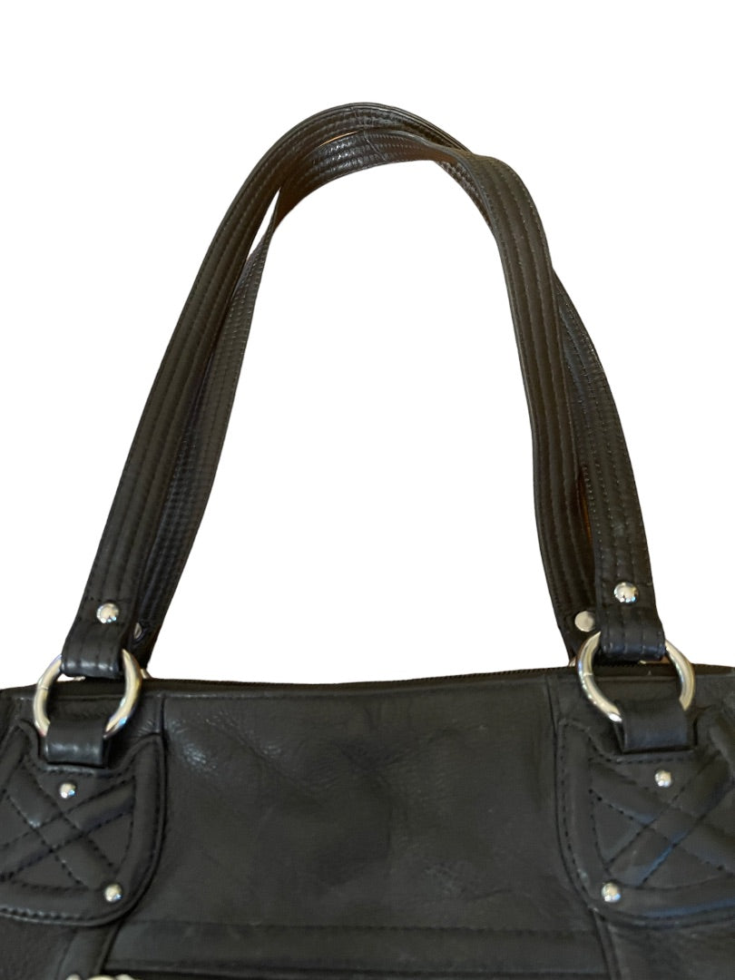Medium Stone Mountain Leather Handbag Black Silver-tone Hardware