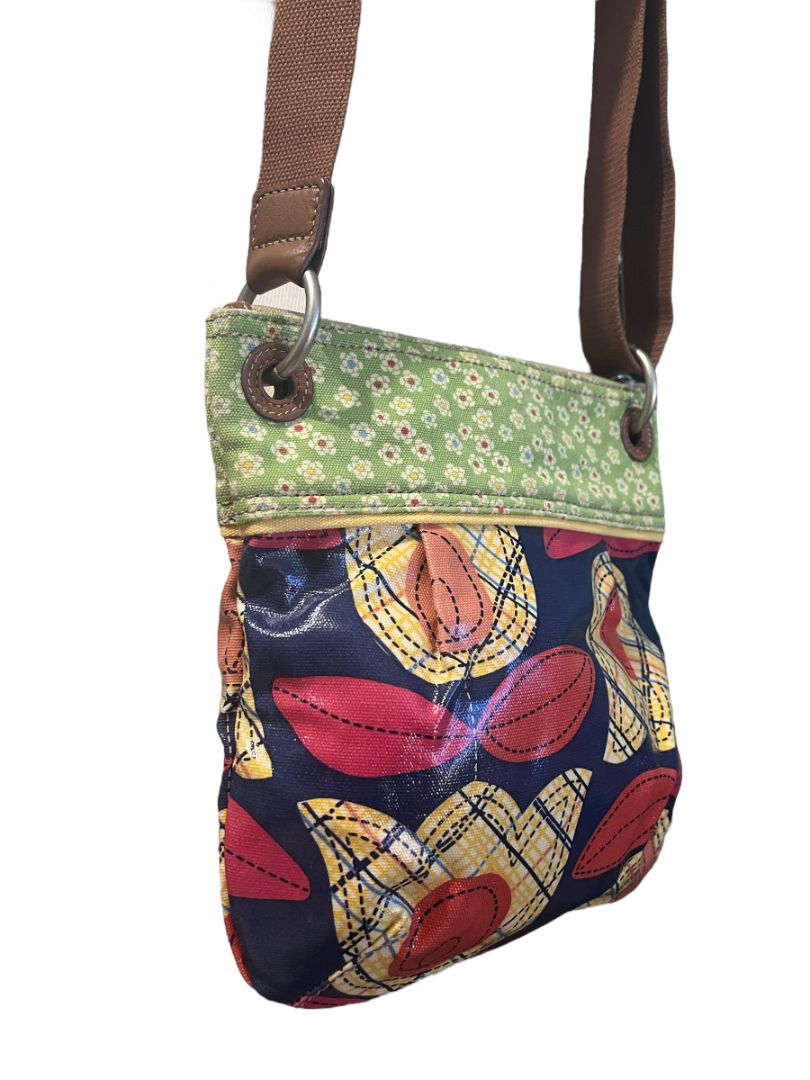 Fossil Coated Canvas Floral Crossbody Shoulder Bag Boho