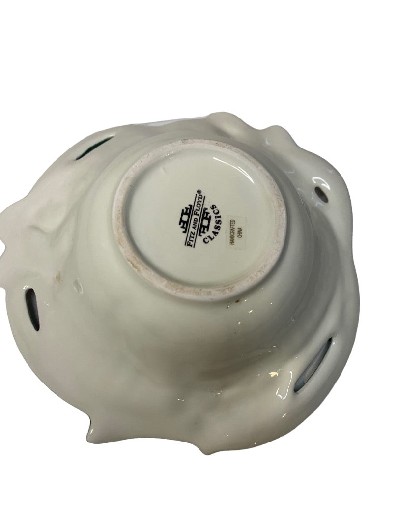 Fitz and Floyd Classic Venezia Flora Candy Mint Nut Bowl 7" Diameter