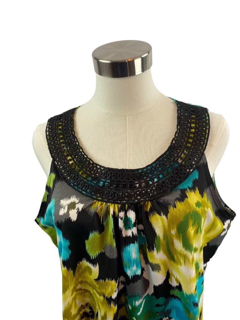XL Vintage Suzie Pullover Sleeveless Blouse Crochet Scoop Neckline