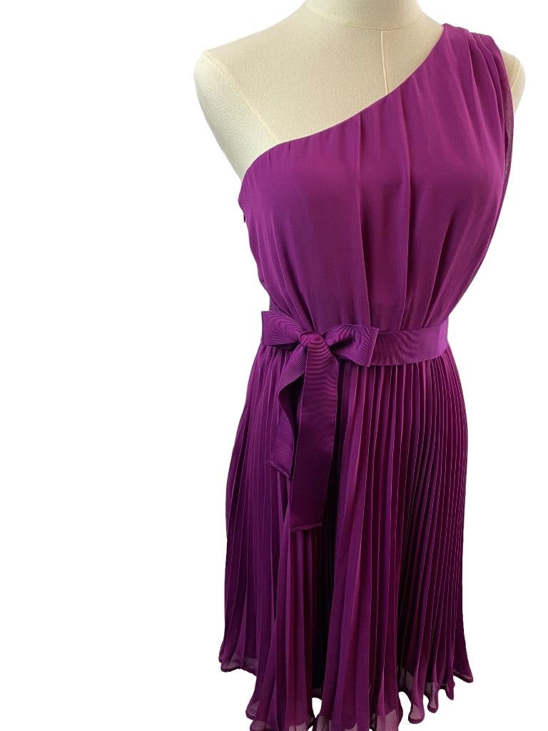 Size 2 The Limited Women's Purple Pleated One Shoulder Sleeveless Ribbon Belt