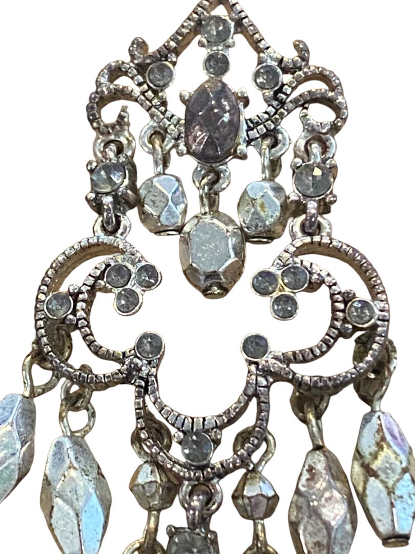 Chandelier Beads Moons Dangle Pierced Earrings