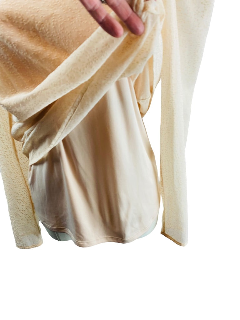XS Lauren Conrad Women's Blush Pink Sheer Flocked Blouse and Camisole