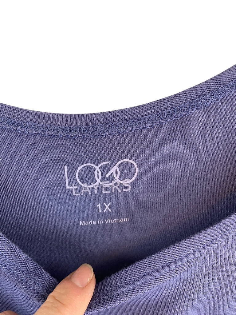 1X LOGO Layers Women's Soft Tunic Tank Top Purple Contrast Lace Flounce Hem