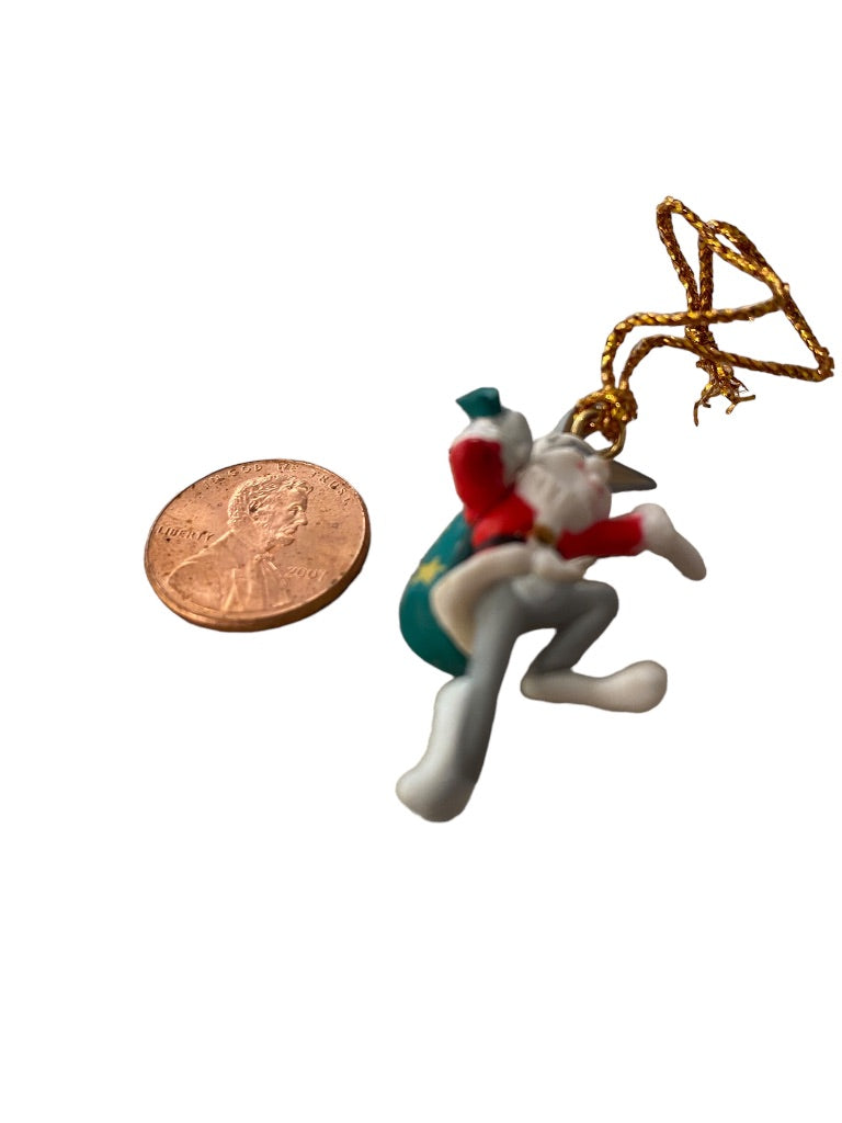 Vintage 1995 Looney Tunes Miniature 1.5" Bugs Bunny Santa Christmas Holiday Warner Bros Ornament