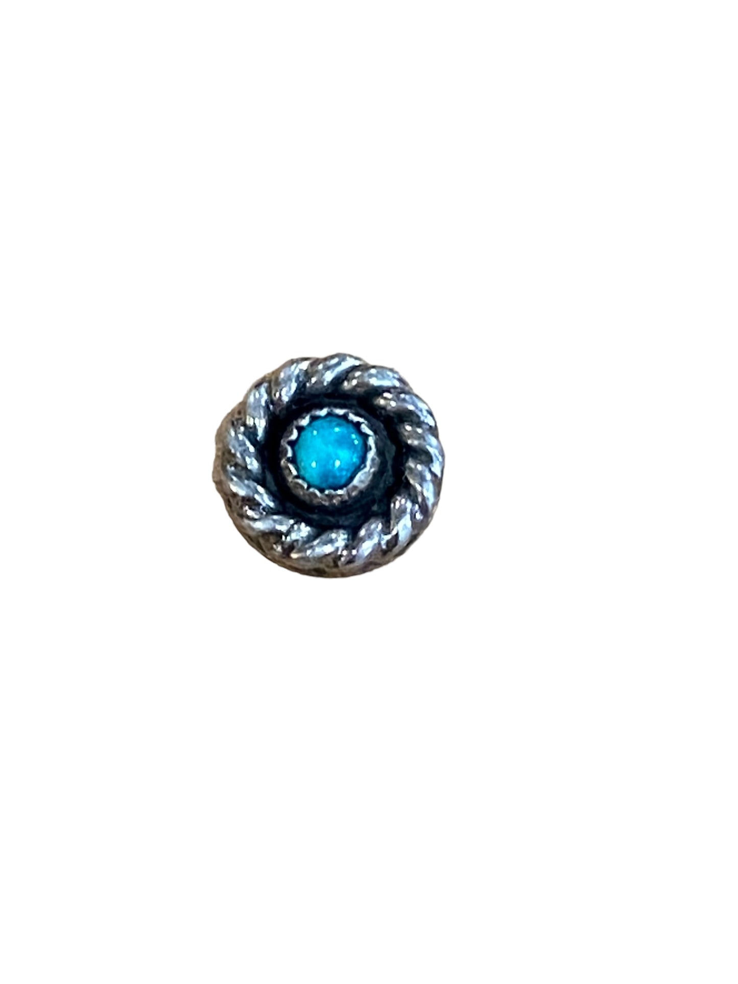 Small Sterliing Silver Turquoise Tribal Stud Pierced Earrings
