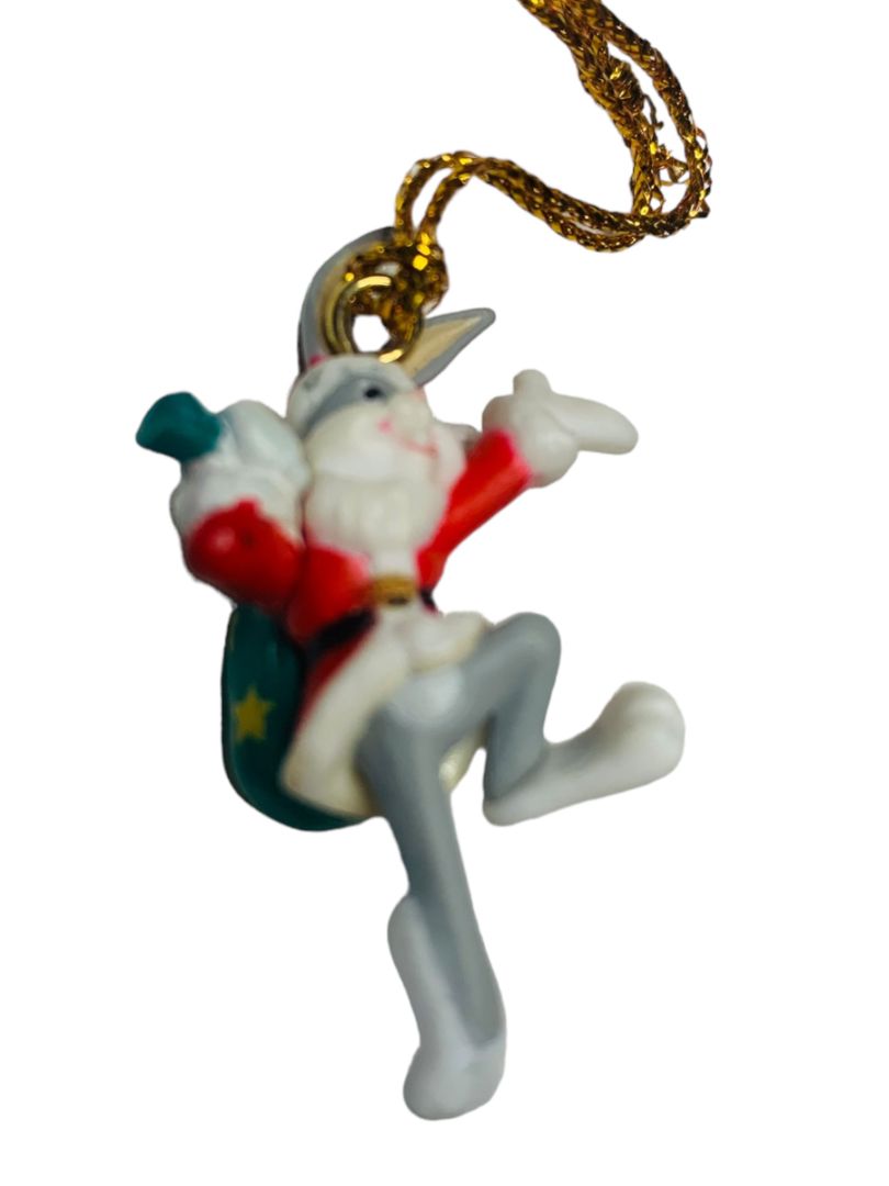 Vintage 1995 Looney Tunes Miniature 1.5" Bugs Bunny Santa Christmas Holiday Warner Bros Ornament