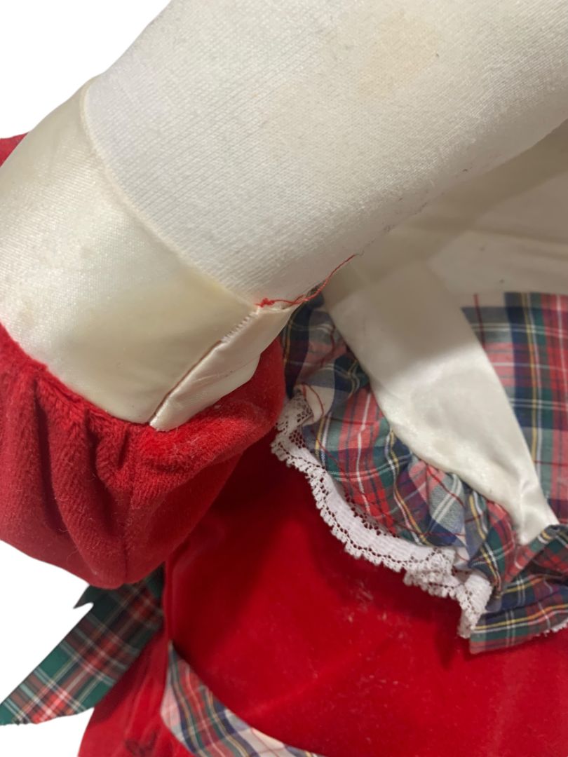Vintage 1990s Hide n Seek Time Out Doll Girl Brown Braids Red Velour Plaid