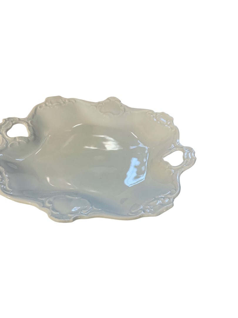 Kaiser Alka Kunst Vintage White Square Porcelain Handled Bon Bon Tray Dish 8.5 Inches