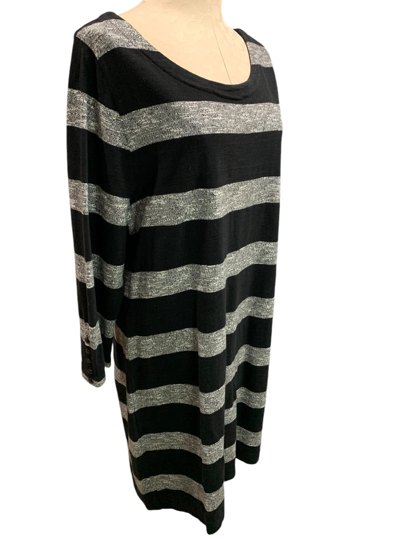 XL J.Crew Black Gray Boat Neck Dress Cotton Style 02665
