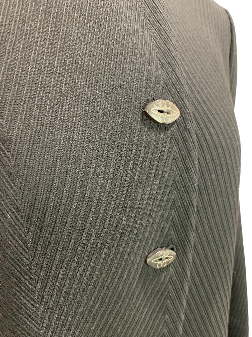 Size 14 Linda Allard Ellen Tracy Womens Black Ribbed Jacket Wool Blend