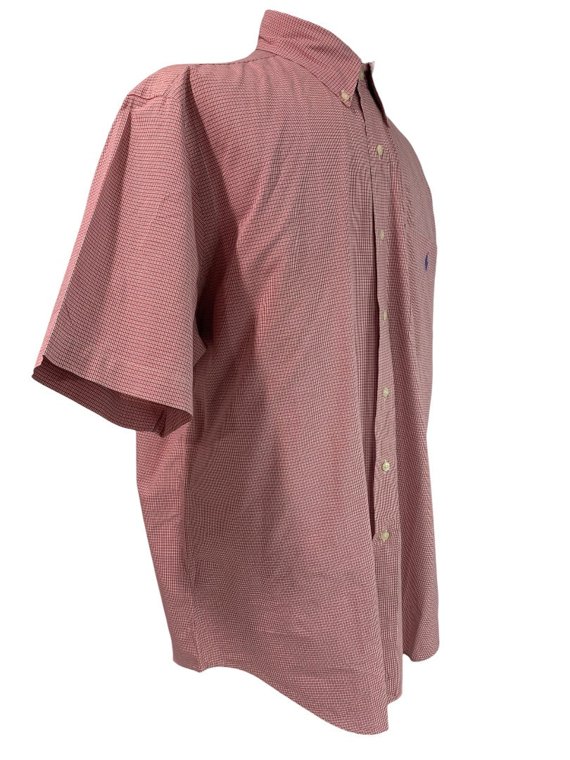 Large Ralph Lauren Mens Classic Fit Button Down Shirt Short Sleeve Red Plaid