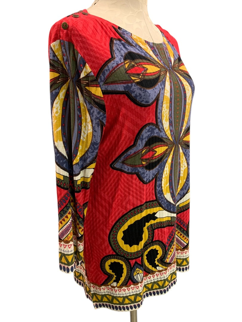 Medium Multiples Tunic Top Womens Vibrant Color Soft Abstract