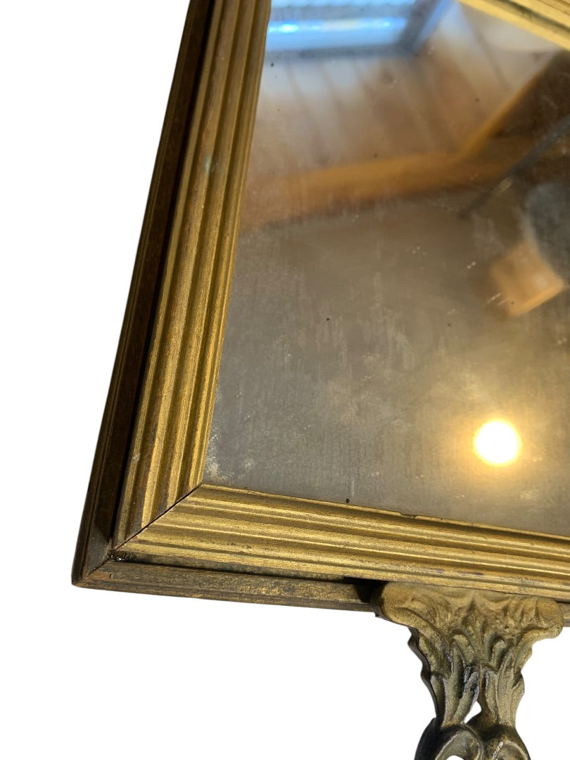 Vintage Victorian Wooden Box Mirror Framed Picture Lid