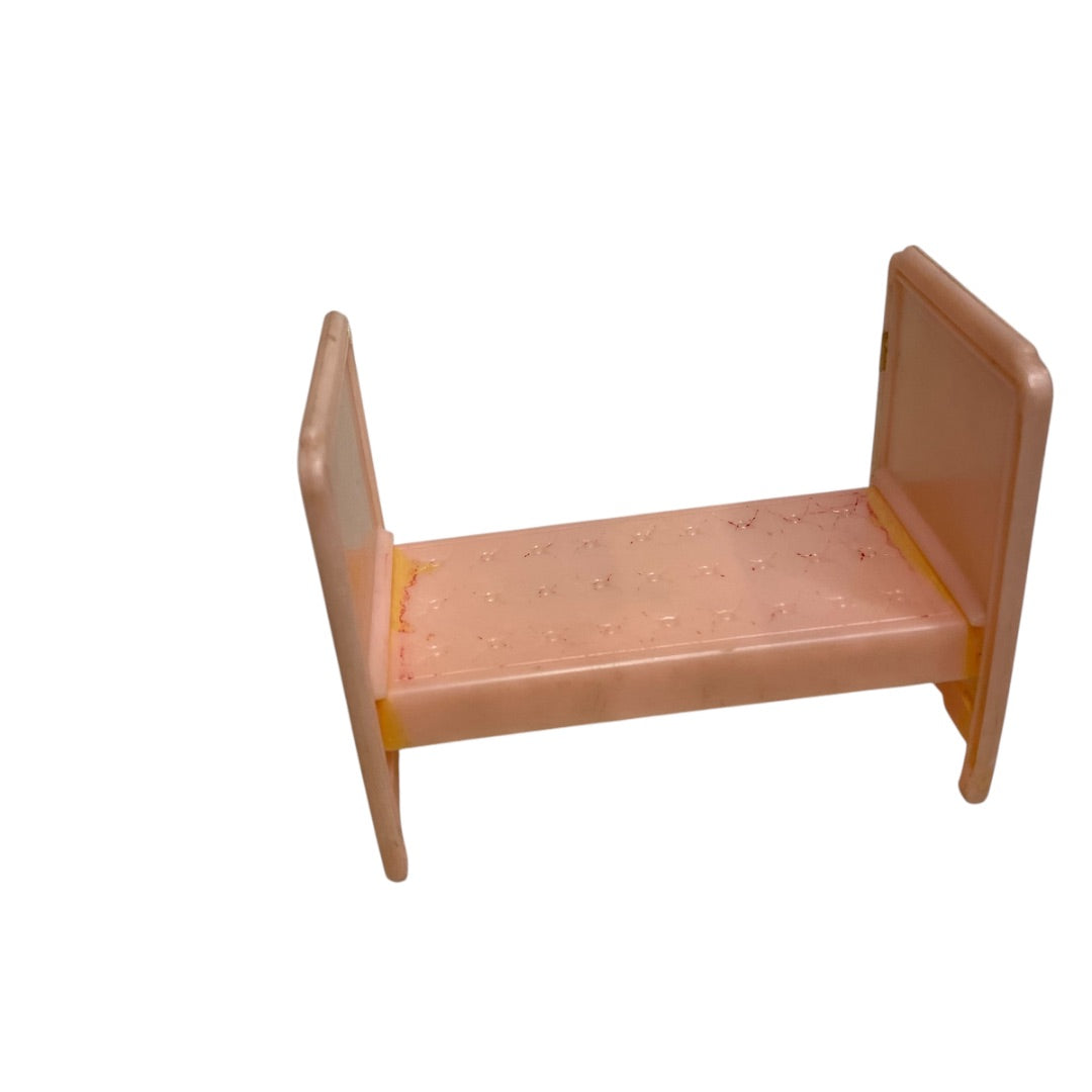 1950s Plasco Miniature Dollhouse Pink Child Bed 1:18 Headboard Footbed