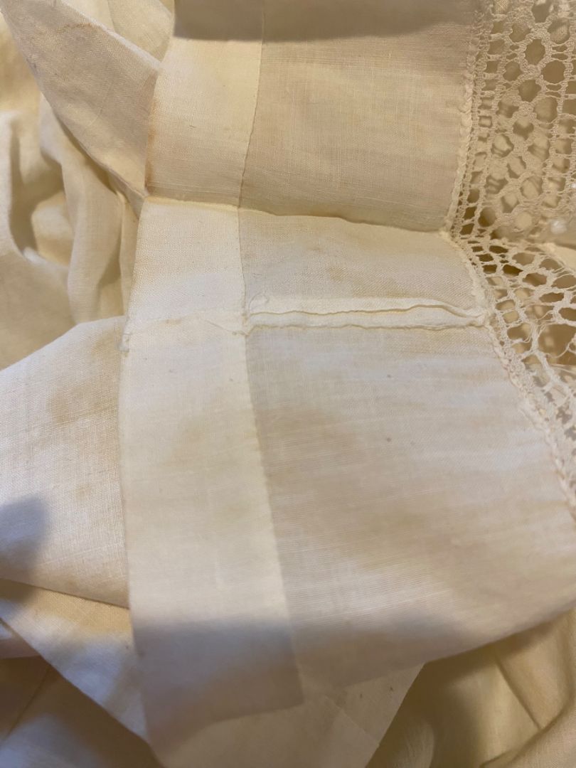 Antique Victorian Girls Gown Eyelet Embroidery 1800s Lace Trim