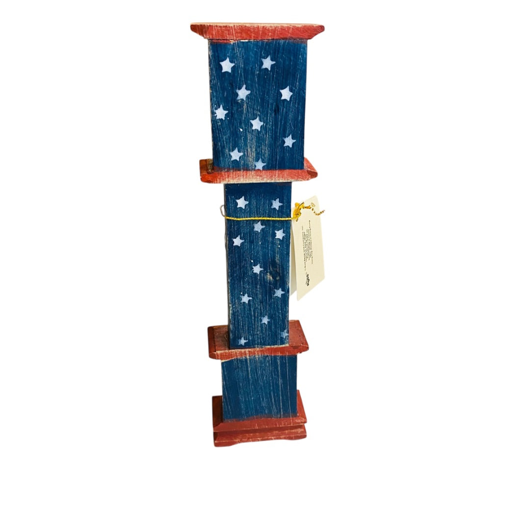 Vintage Russ Ode to America Miniature Dollhouse Stars Stripes Grandfather Clock 7.25"