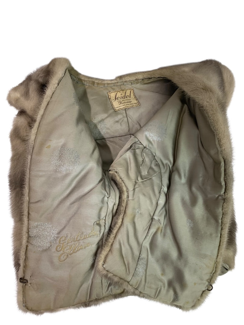 1950s Mink Shawl Stole Womens Seidel Furrier Philadelphia Collared