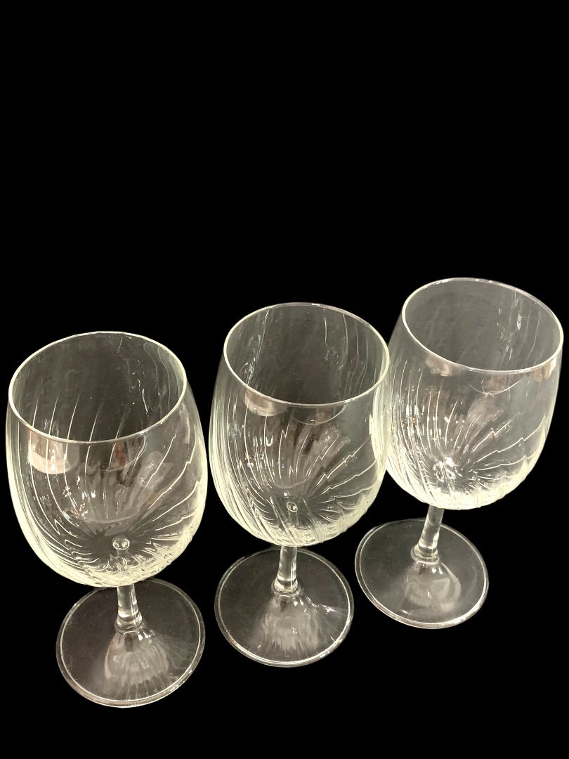 Set of 3 Royal Leerdam Radiance Water Goblets 6.6" Curved Netherland 8 oz